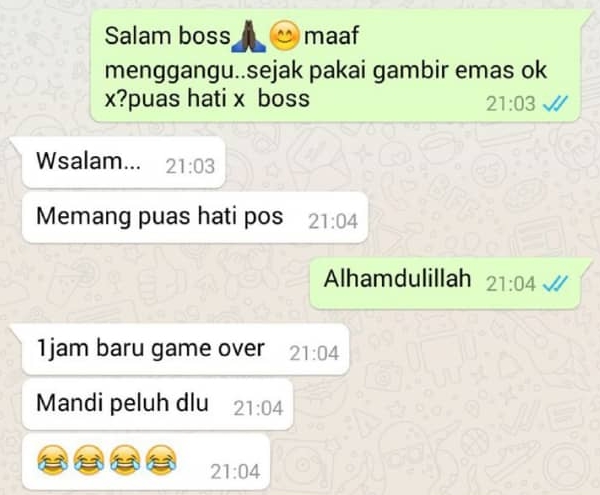 pelanggan ini cuma pancut selepas satu jam